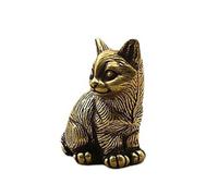 Petite statue de chat en laiton - Figurines d'animaux - Figurines d'animaux - Figurine créative pour la maison - Table mignonne rétro - Animal de compagnie à thé (G)