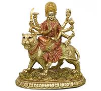 Petite Statue de Durga de la déesse hindoue - Éveil Oriental Indien Durga sur Un Tigre - Décoration de la déesse Hindouisme - Temple Puja Sculpture Mandir Pooja Murti Idole Cadeaux Articles