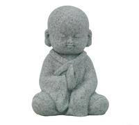 Petite statue de jardin de moine Bouddha sage en grès pour décoration de pelouse, maison ou aquarium, motif « See Speak Hear No Evil », 4 x 5 x 6 cm (C)