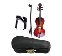 Petite statue de violon jouable de 12 cm | Corps en bois + cordes en métal, 110 g | Petit instrument miniature avec son triste | Accessoire, cadeau, support, et étui