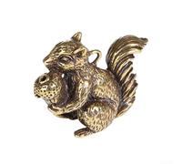 Petite statue d'écureuil chinois en bronze pour décoration de thé, sculpture en laiton fabriquée à la main à exposer sur un bureau, une étagère, une armoire ou l'intérieur de la voiture