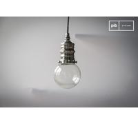 Petite suspension luminaire industrielle argentée Darwin