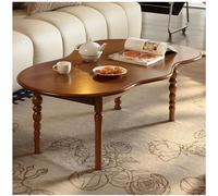 Petite Table à Café, Table à Café Moderne Petites Tables à Café en Chêne, Centre de Salon Bureau à Café Minimaliste avec Forme de Nuage, Table Basse, Tables à Café Irrégulières,Cherry