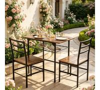 Petite table à manger avec 2 chaises 80 x 50 cm avec plateau marron et noir | Pour la cuisine et le salon jusqu'à environ 1,6 x 1,3 m, sièges pouvant être rangés sous le plateau, surface facile à