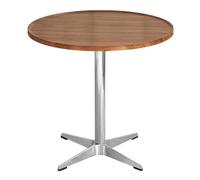 Petite Table à Manger Ronde avec Pieds en Acier Inoxydable, Table de Cuisine de Couleur Bois pour Salle à Manger, Salon, Appartement, Base croisée
