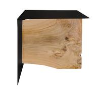Petite table basse en métal noir mat et bois de teck massif - ONTARI Meubletmoi