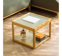 Petite table basse en verre, design vintage du milieu du siècle, lot de 2 gigognes avec rangement ouvert, assemblage facile pour espaces de vie compacts et bureaux à domicile