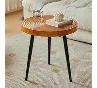 Petite table basse moderne créative pour petit espace, tables basses rondes en noyer, table centrale multifonctionnelle avec motif d'anneaux d'arbre, tables d'extrémité rondes pour salon, balcon