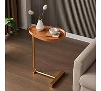 Petite table basse ovale en forme de C dorée pour canapé, table d'appoint et bureau d'ordinateur portable pour salon, chambre à coucher, balcon et bureau Design compact 45 x 30 x 70 cm