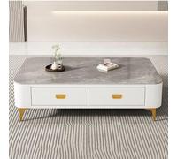 Petite Table Basse Rectangulaire Moderne du Milieu du Siècle, Tables Basses pour Petits Espaces, Table Basse Carrée Moderne avec Tiroirs, Petites Tables Centrales,Gray Gold