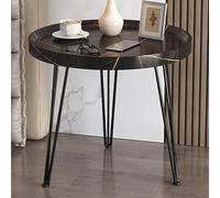 Petite table basse ronde en bois, table d'appoint pour canapé-lit, table d'appoint à 2 couches, pour salon, salle à manger, décoration d'intérieur, avec cadre en métal, petite table de chevet ronde