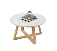 Petite Table Basse Ronde, Table D'appoint en Bois Table Basse À Manger avec Pieds Stables Table De Loisirs Imperméable pour Balcon Salon Chambre (Taille: 60 * 60 * 40CM, Couleur: Blanc)