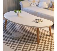 Petite Table Basse Table Basse Moderne Table Basse De Ferme Rustique Table Basse Ovale du Milieu du Siècle Table Centrale D’Accent Rétro pour Le Salon Assemblage Facile, White, 80 * 40