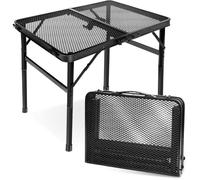 Petite Table Camping Pliante pour Barbecue，2 Réglages de Hauteur，Table avec Grille Métallique de Bureau，Facile à Nettoy