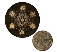 Petite table d', table de méditation - Grille de cristal du tableau de divination,Planche de Divination Cube Metatron en bois, tableau de méditation gravé en bois, Planchette de disque rituel pour cri