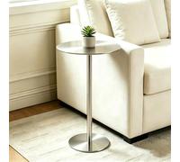 Petite table d'appoint carrée/ronde, table de bistro à cocktail minimaliste moderne pour petits espaces, salle à manger, café, bar, tables d'appoint de canapé en acier inoxydable(Round,50x50x75cm)