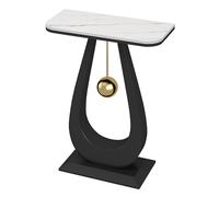 Petite table d'appoint de 40,6 cm en pierre frittée étroite avec base en métal, console d'entrée de luxe pour couloir, salon, chambre à coucher