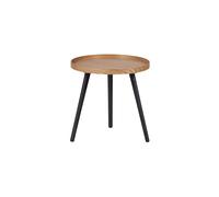 Petite table d'appoint en bois beige, plateau MDF, pieds en pin, ronde - Woood, Mesa - Ø45x45 cm