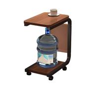 Petite table d'appoint en forme de C - Table d'appoint mobile pour canapé avec roues verrouillables, tables de rangement à deux couches, plateau pour TV avec grand rangement, construction en Ac