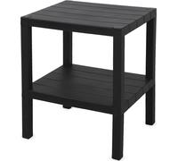 Petite table d'appoint en plastique anthracite avec 2 étagères - 45 x 38 cm - étagère rectangulaire à 2 niveaux