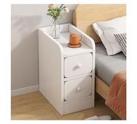 Petite table d'appoint moderne et minimaliste avec tiroirs de rangement pour chambre à coucher, salon et entrée, table de chevet en bois blanc (20 cm, 2 tiroirs)