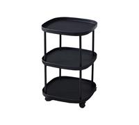 Petite table d'appoint roulante avec rangement - Table basse carrée polyvalente pour salon ou balcon - Design léger en plastique noir 43 x 43 x 65 cm
