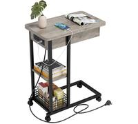 Petite table d'appoint - table roulante - 60X35x75cm - industriel Gris