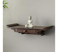 Petite Table D'autel Murale, Petit Brûleur D'encens Bouddhiste, Base D'autel Bouddhiste en Bois, Sanctuaire Domestique, pour la Relaxation, Prière, Salon, Chambre, Bureau(60*25*10.5cm/23.6*9.8*4.1in)