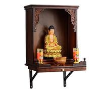 Petite Table D'autels en Bois Massif Autels Bouddhiste pour la Spiritualité Table de Méditation à Poser Ou à Fixer au Mur pour la Prière et Le Culte à Domicile(Wall-Mounted,55x36x55cm)