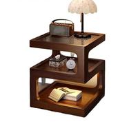 Petite table de chevet de style ancien, table de chevet créative en bois massif avec éclairage à induction aucun assemblage requis， pour une chambre à coucher(40*40*54cm/15.74*15.75*21.2in)