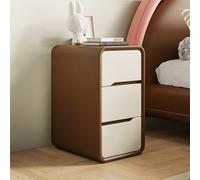 Petite table de chevet en bois crème à 3 tiroirs pour chambre à coucher, table d'appoint moderne et minimaliste avec petit rangement (café, 89 x 101 cm)