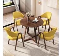 Petite Table de conférence Moderne avec 4 chaises Réception Négociation Bureau Table à Manger Sièges et dossiers rembourrés Meubles de Salon Jaunes élégants