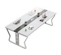 Petite table de conférence rectangulaire avec passe-câble et cadre en métal, table de séminaire et de formation pour bureau, salle de réunion et design élégant pour espaces professionnels