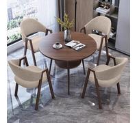 Petite table de conférence ronde avec chaises, table de salle de réunion, design double couche pour bureau et cuisine, idéal pour les réunions d'affaires et les dîners, compact et élégant