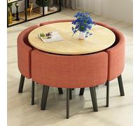 Petite table de conférence ronde en imitation marbre avec 4 chaises, table basse peu encombrante pour la maison et le bureau, mobilier de réception élégant (78,7 cm T1)
