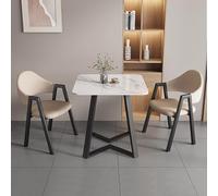 Petite Table de Cuisine avec Plateau en Pierre, Table à Manger for Deux Personnes (90 x 90 cm) et Deux chaises
