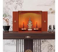 Petite table de méditation, statue de Bouddha en bois pour décoration d'intérieur, poignées en métal, design pliable, table d'autel (40 x 40 x 60 cm) - Parfait pour la pleine conscience et les espaces