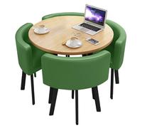 Petite table de négociation pour salle de conférence, 80 cm, table basse de loisirs avec 4 chaises à dossier en polyuréthane, meubles de salle à manger/patio, bureau en grain de bois