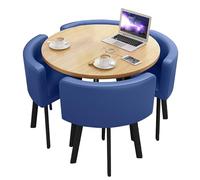 Petite table de négociation pour salle de conférence, 80 cm, table basse de loisirs avec 4 chaises à dossier en polyuréthane, meubles de salle à manger/patio, bureau en grain de bois