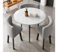 Petite table de salle à manger 4 personnes avec chaises triangulaires rembourrées en coton et lin pour cuisine, balcon, salon, bureau multi-usage