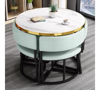 Petite table de salle à manger avec 4 chaises - Mobilier de conférence pour bureau, réception, club - Bleu ciel clair