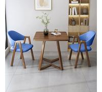 Petite table de salle à manger carrée moderne pour 2 personnes avec plateau en bois et cadre en métal avec chaises, idéal pour salle à manger, salon, appartement, parfait pour les petits espaces, bleu