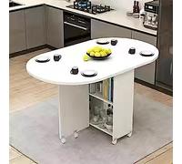 Petite table de salle à manger polyvalente, extensible, pliable, multifonction, design à 6 roues pour une mobilité facile, 2 supports de rangement pour une nification pratique