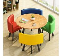 Petite table de salle à manger ronde de 80 cm pour 4 intérieurs et extérieurs, HORV, bureau, conférence, réception, club, salon, balcon, coin petit-déjeuner (couleur : mélange de couleurs, taille : )