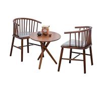 Petite table de salle à manger ronde en bois pour 2 personnes avec chaises en bois de noyer, table basse de négociation, chaise de princesse et table pour salon, bureau, réception.