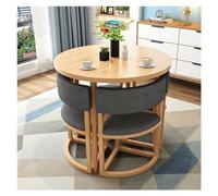 Petite table de salle à manger ronde moderne de 80 cm pour bureau, réception, conférence, étude ou salon - Économie d'espace - Gris - Table et chaises pour salon de beauté, café, séminaire ou salle de