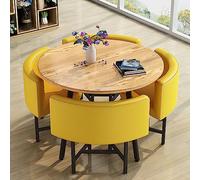 Petite table de salle à manger ronde peu encombrante avec 4 chaises rembourrées en coton et lin durable, parfaite pour la cuisine, le petit déjeuner, le bar, le salon, le balcon, le bureau, la