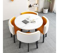 Petite table de salle à manger ronde pour cuisine et petit déjeuner, table ronde de 80 cm avec chaises, table de conférence moderne pour salle à manger, design compact 80 x 75 cm