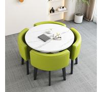 Petite table de salle à manger ronde pour thé au lait, cuisine, petit déjeuner, bar, 80 x 75 cm - Comprend une table ronde et des chaises design compact peu encombrant