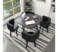 Petite table de salle à manger ronde pour thé au lait, cuisine, petit déjeuner, bar, 80 x 75 cm, comprend une table ronde et des chaises, design compact et peu encombrant